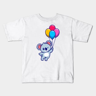 Cute Koala Floating With Balloon Kids T-Shirt